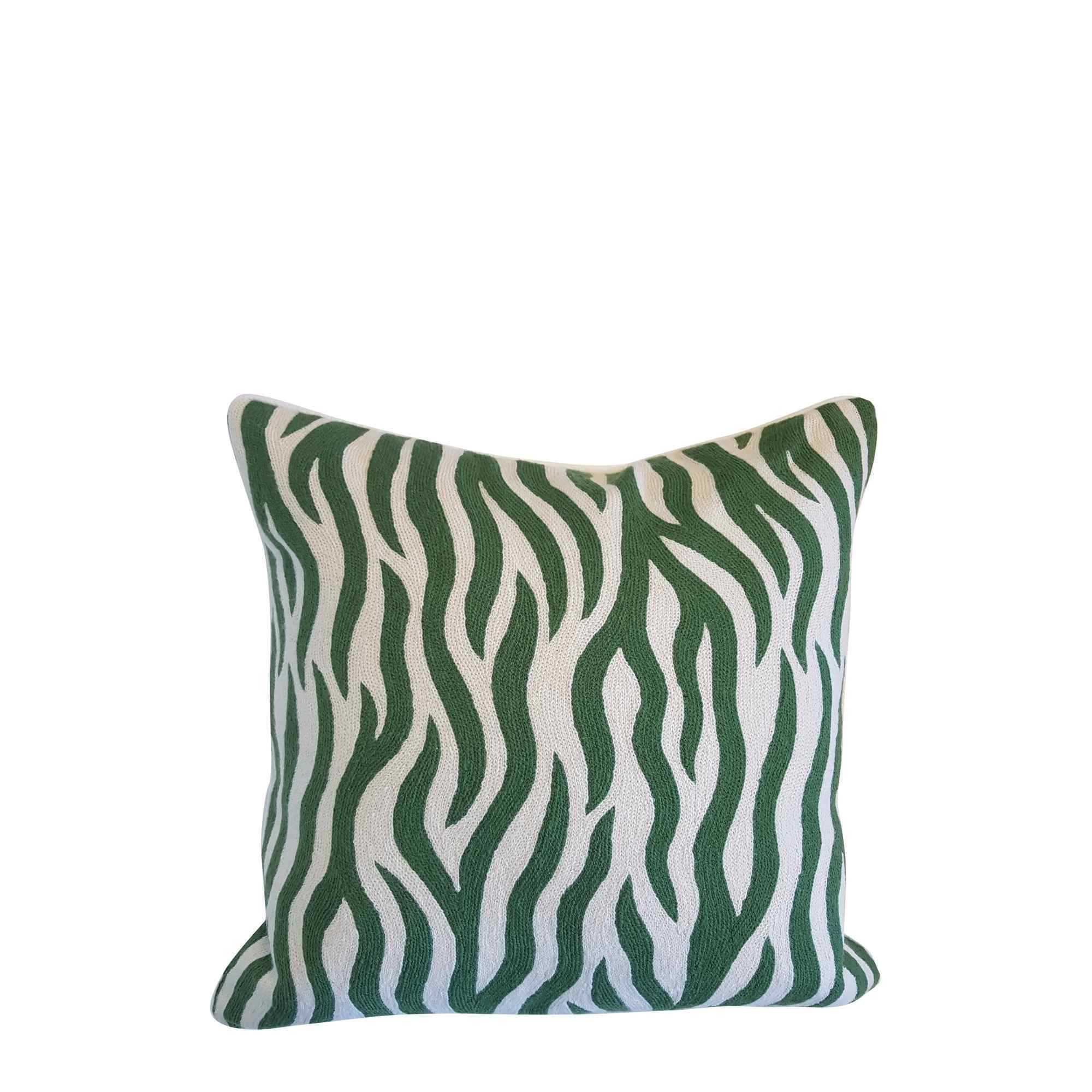 Le Monde  Zebra Cushion Cover | Green White