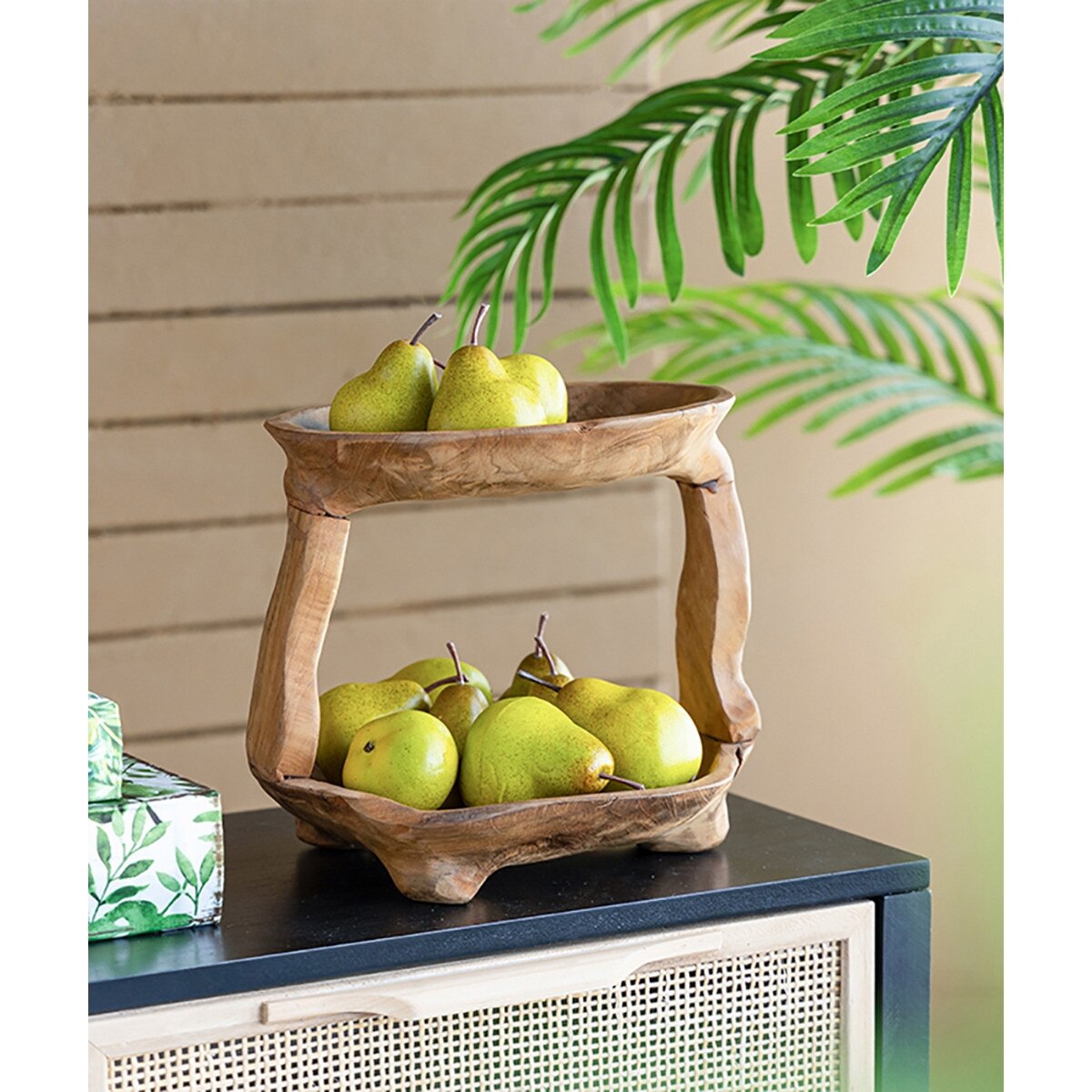 Teak 2 Tierd Tray | Natural