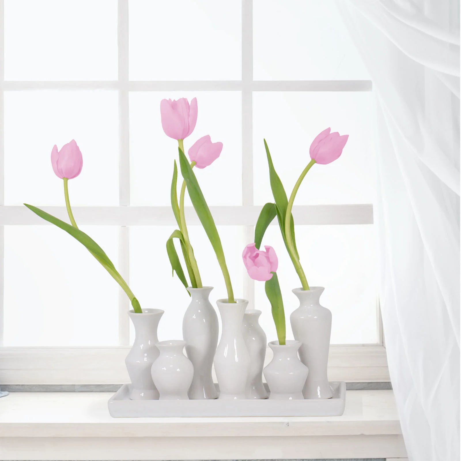 MBH Tray of Vases White