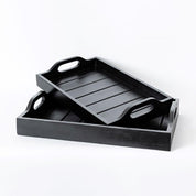 Parnell Butlers Trays Set Of Two Wooden Black