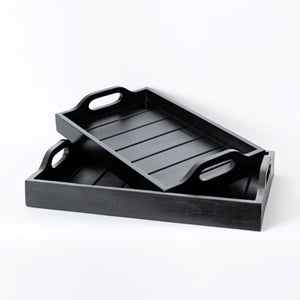 Parnell Butlers Trays Set Of Two Wooden Black