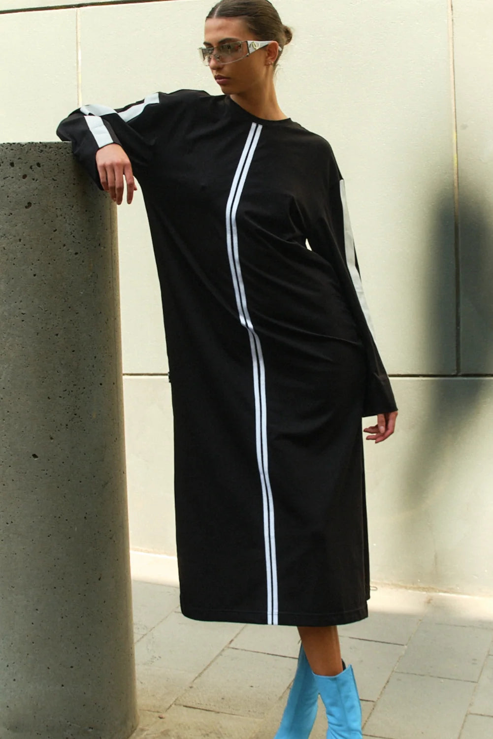 Dref By D Bea Long-Sleeve Dress | Black White