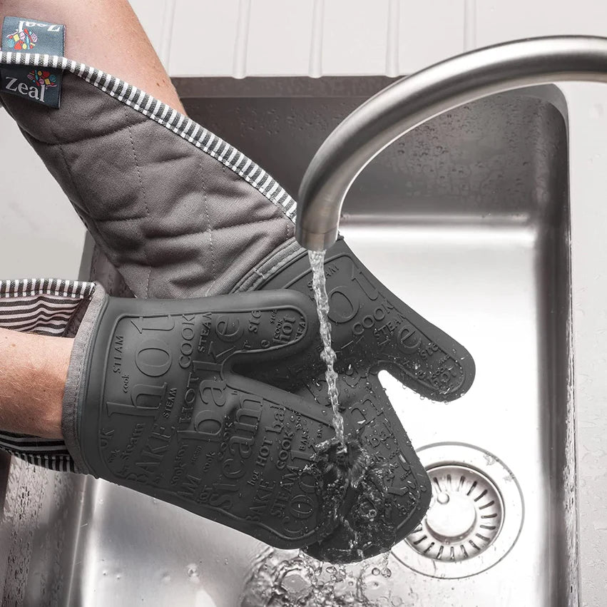 Zeal Steam Stop Waterproof Silicone Double Oven Glove | Stipe