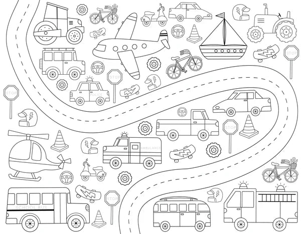 Colour Me Kids  Washable, Reusable Colouring-In Solo Mat Kit | Wheels In Motion