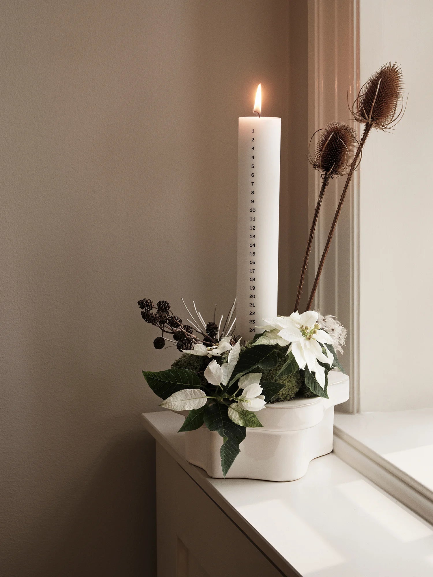 Broste Christmas Eco Calendar Candle | Pure White