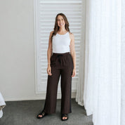 Moke Indiana Wide Leg Pant |  Dark Chocolate Black Stripe