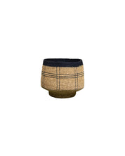 Kintu Aria Basket Green Base | Natural Crossed Lines