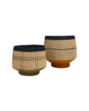 Kintu Aria Basket Green Base | Natural Crossed Lines