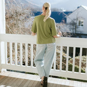 Moke Zoe Womens V Neck Tee | Avocado