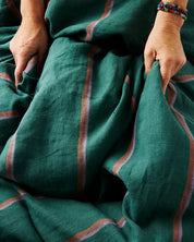 Wakame Crush Stripe Linen Fitted Sheet | Queen
