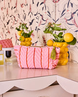 Kip & Co Wategos Soiree Stripe Velvet Toiletry Bag | Pink