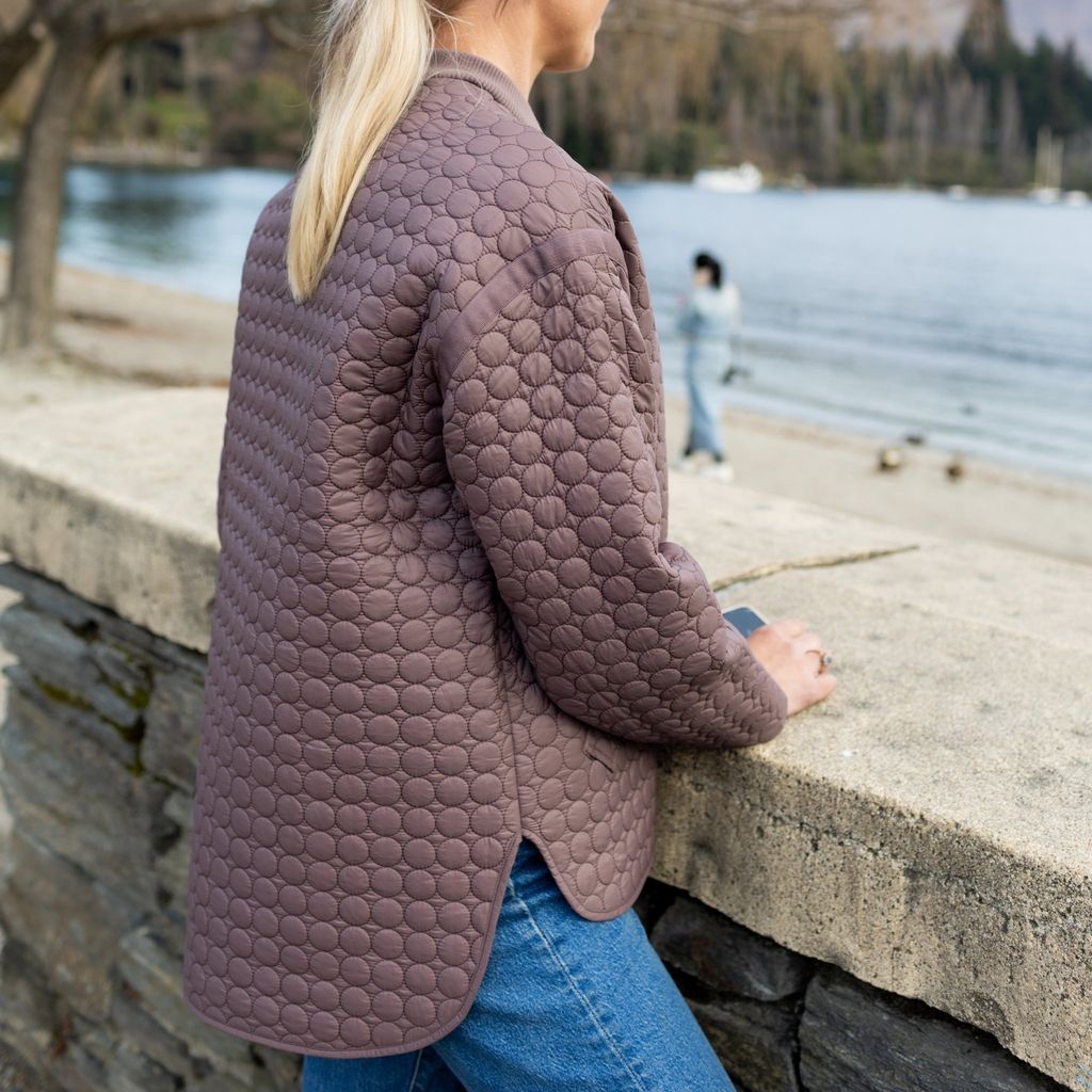 Moke Tilly Quilted Bomber Jacket | Cocoa Powder