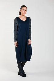 Obi Aqua Twill Midi Dress | Blue Black