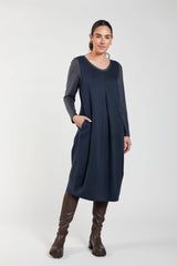 Obi Aqua Twill Midi Dress | Blue Black