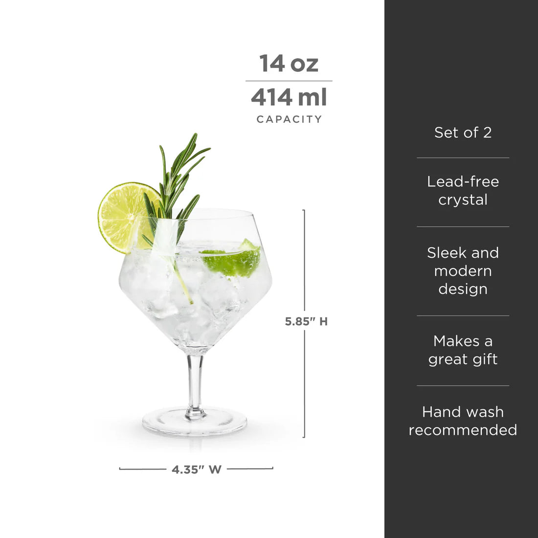 Viski Angled Crystal Gin & Tonic Glasses | Set Of 4
