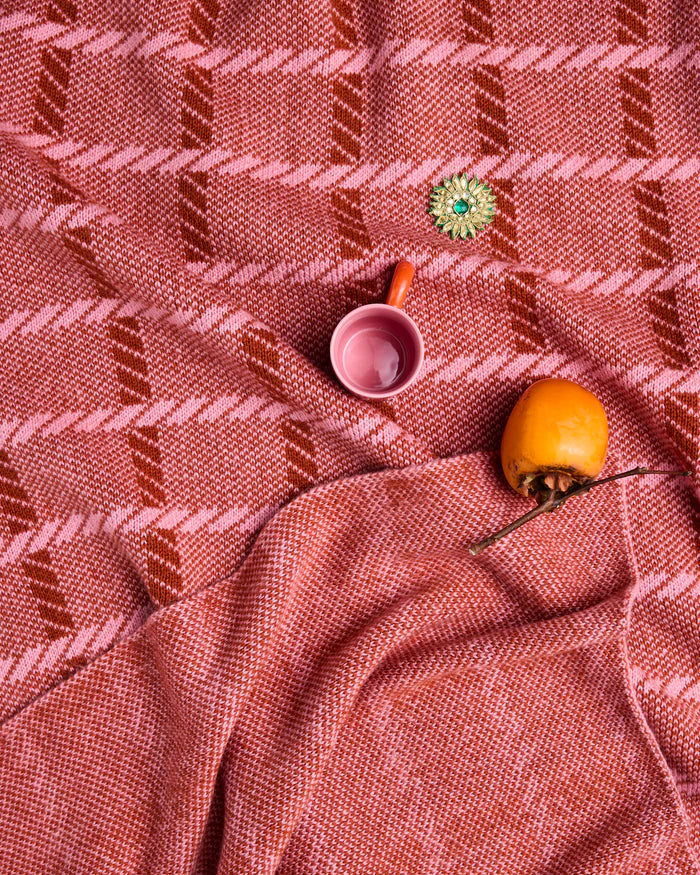 Kip & Co Creme Brulee Check Blanket | Candy Pink