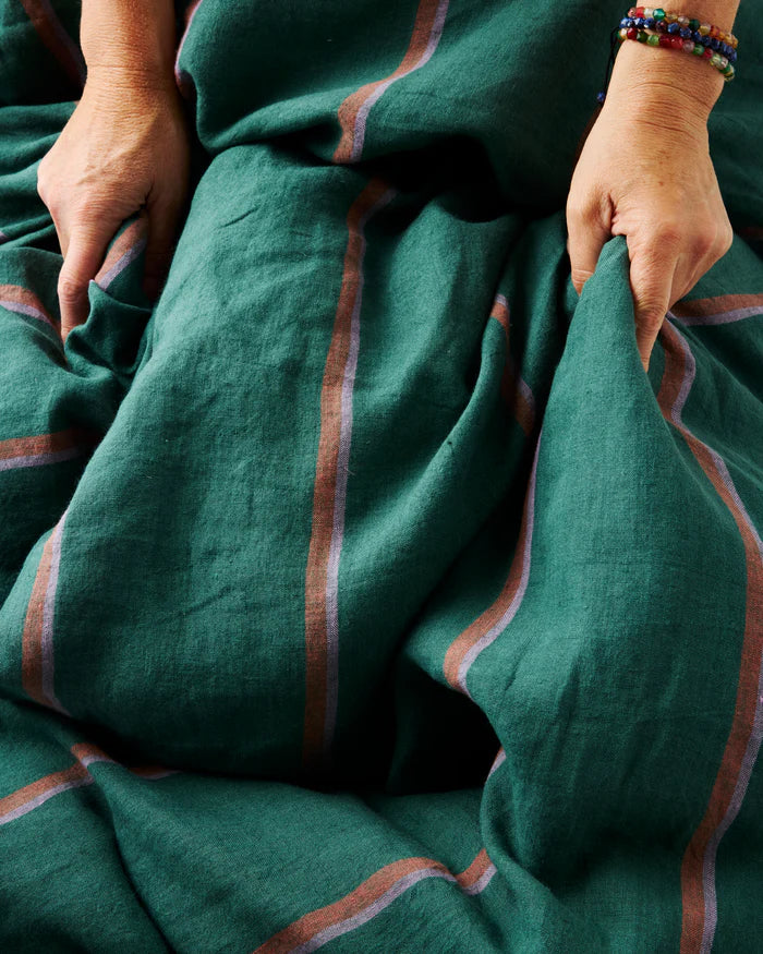 Kip & Co Wakame Crush Stripe Linen Flat Sheet | King