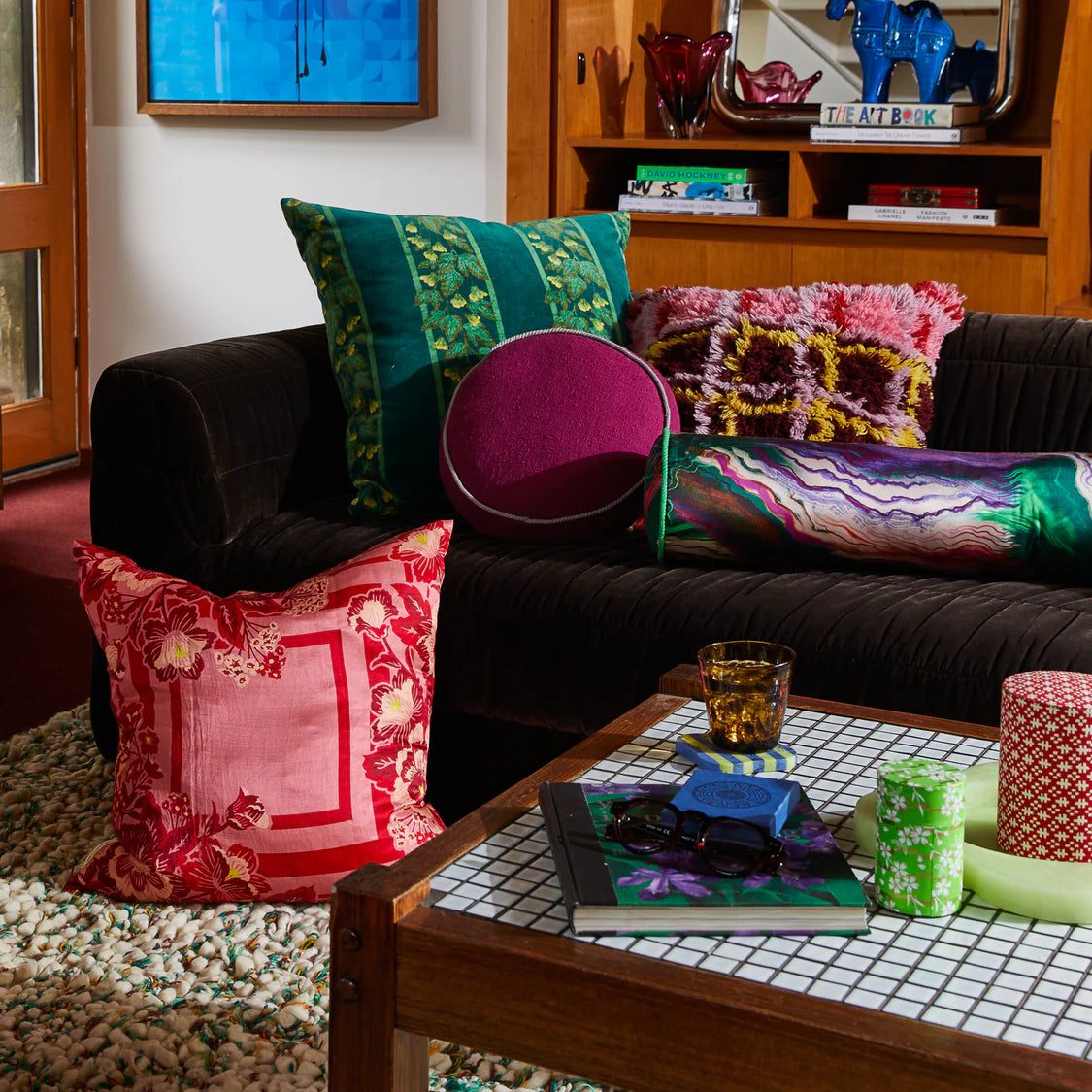 Sage X Clare Agata Velvet Cushion | Verdant
