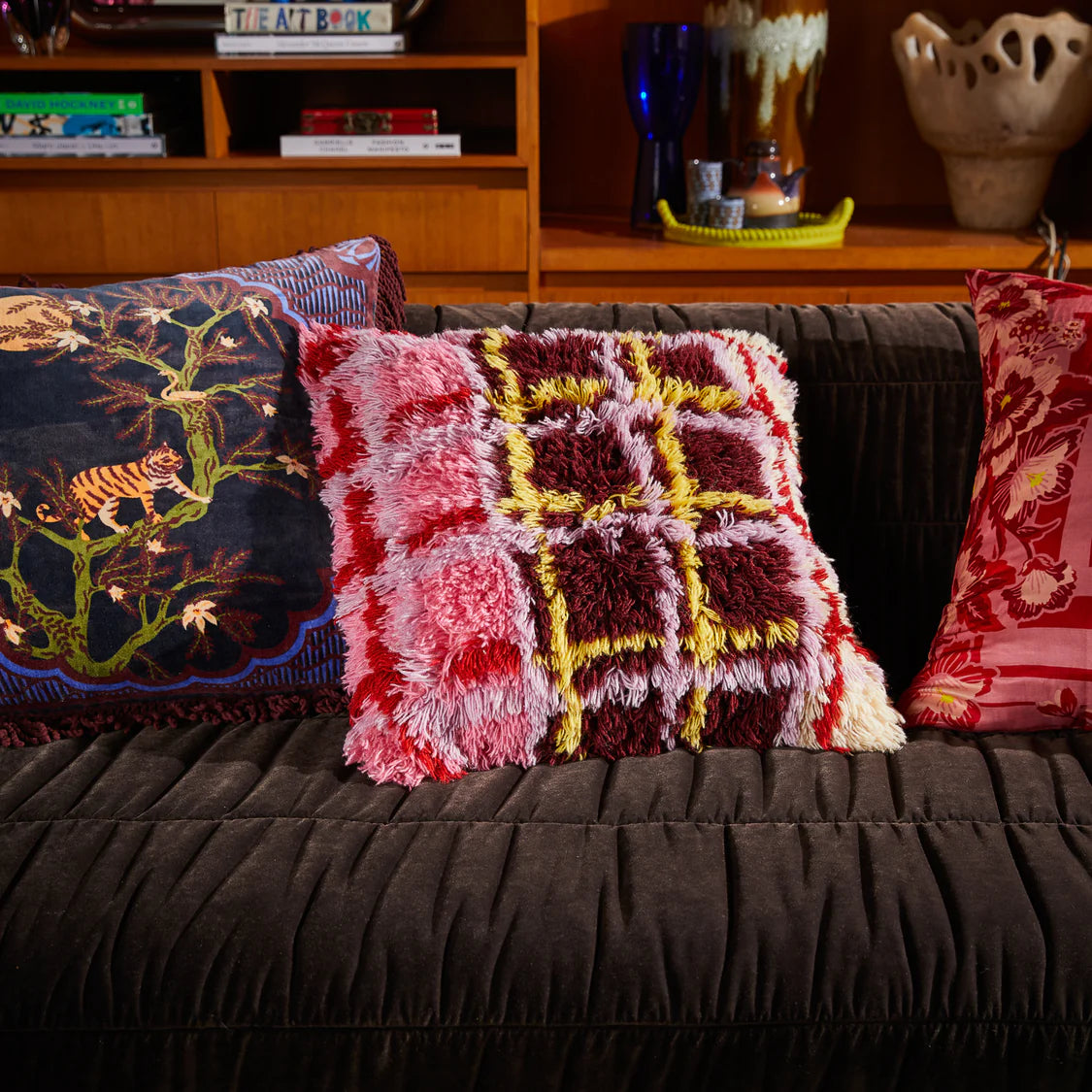 Sage X Clare Karina Shag Cushion | Rosewood