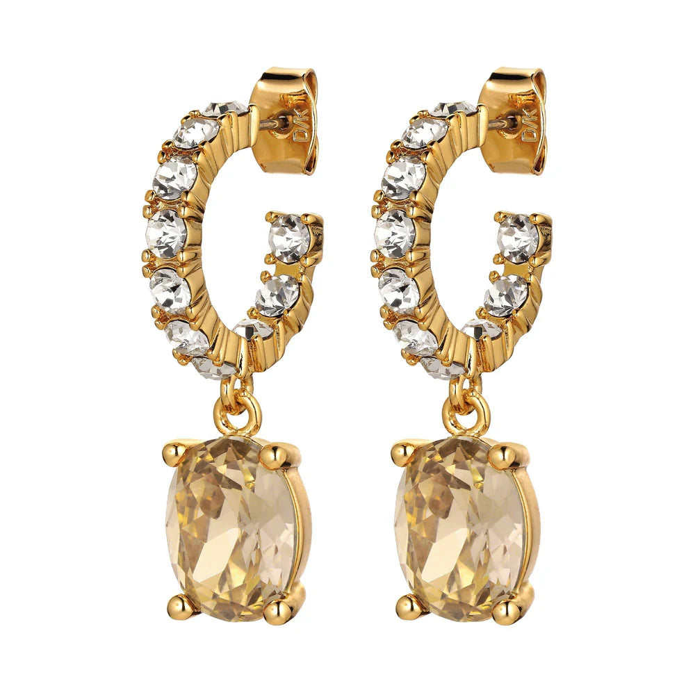 Dyrberg Kern Barbara Gold Earrings | Golden  Crystal