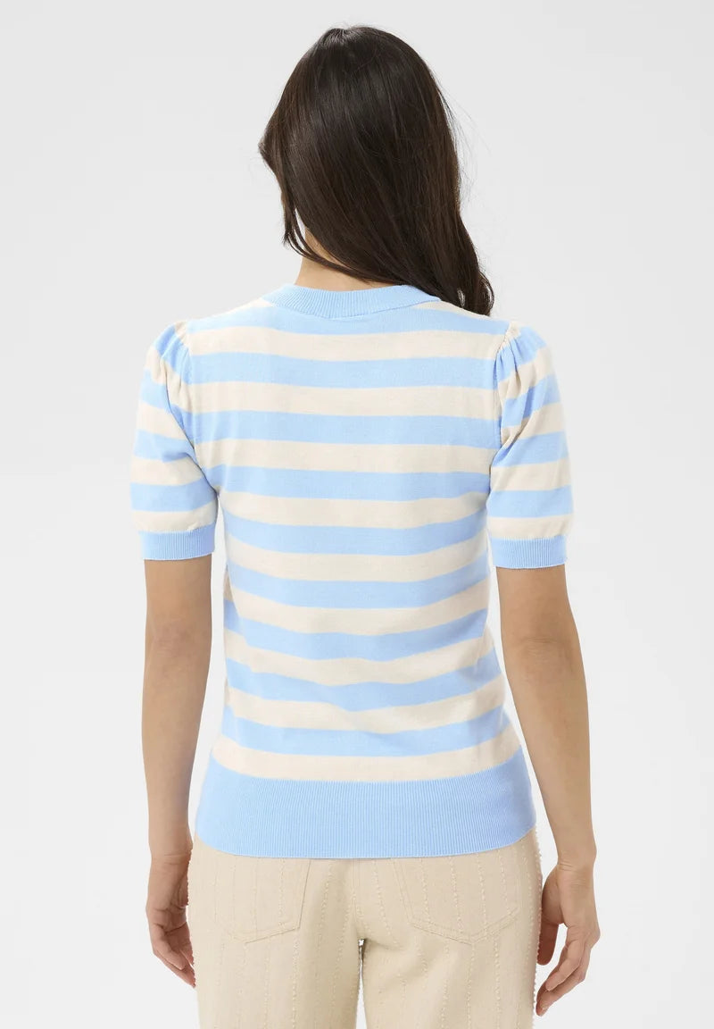 Saint Tropez Mila Block Stripe Pullover | Cerulean Beige Stripe
