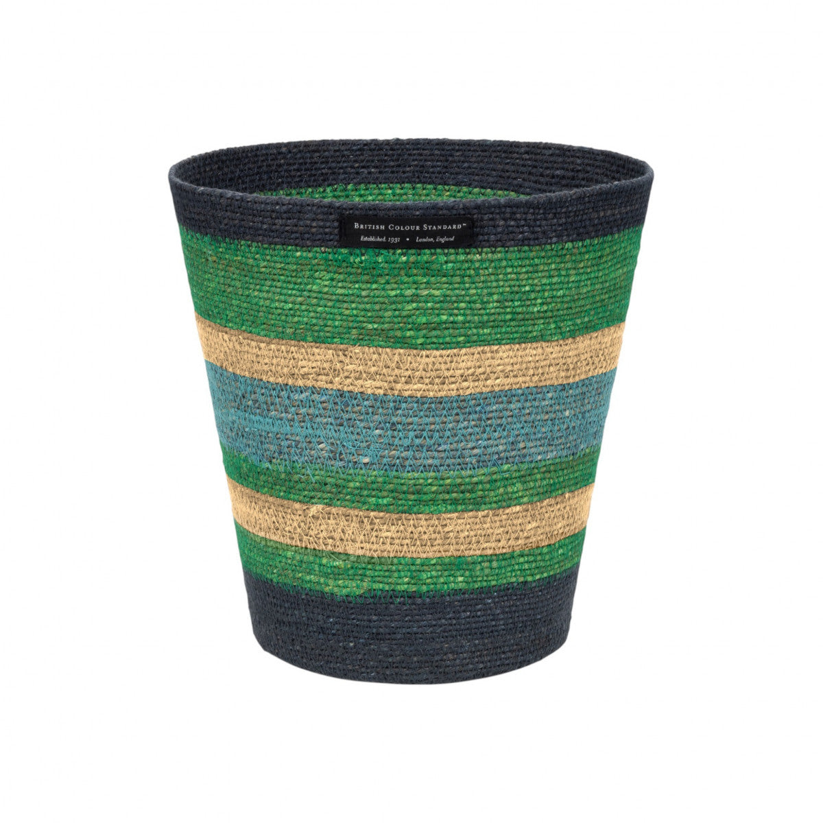 British Colour Standard Seagrass Waste Paper Basket | Multi Green