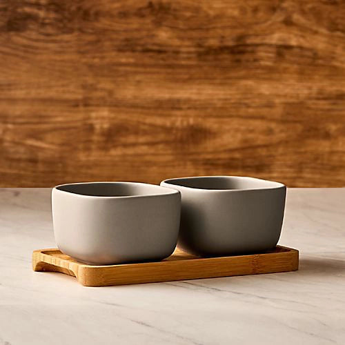 Bia Share Set of 2 Square Bowls | Grey