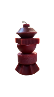 Poppy & Sage Sculptural Beeswax Stacking Candle | Small Poppy Red