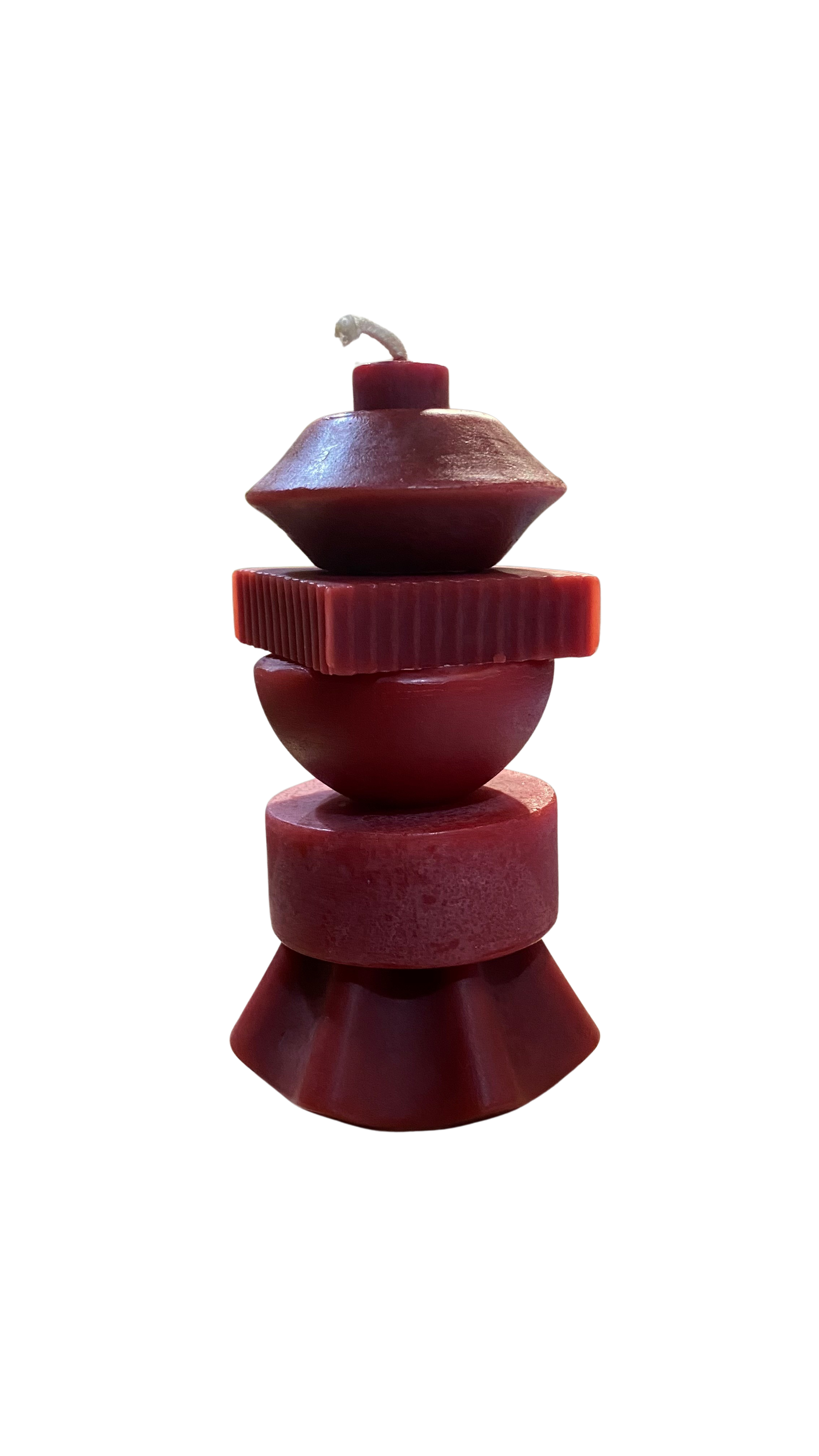 Poppy & Sage Sculptural Beeswax Stacking Candle | Small Poppy Red