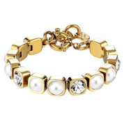 Dyrberg Kern Conian Tennis Bracelet | Gold Crystal White Pearl