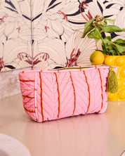 Kip & Co Wategos Soiree Stripe Velvet Toiletry Bag | Pink