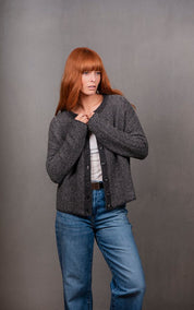 Bridge & Lord Links Stripe Cardi | Mid Grey