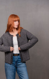 Bridge & Lord Links Stripe Cardi | Mid Grey