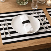 Paper Placemats | Black White Stripe Pack Of 30