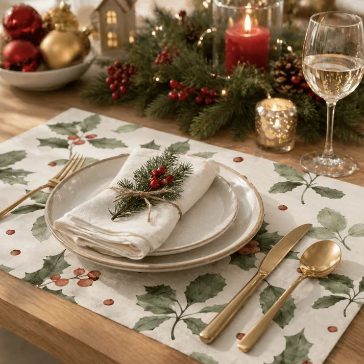 Paper Placemats | Christmas Holly