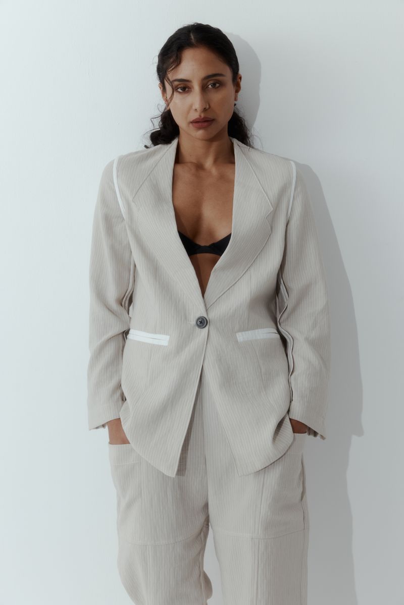 New Lands Super Pant| Natural Pinstripe