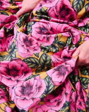 Kip & Co Golden Peony Organic Cotton Flat Sheet | Queen