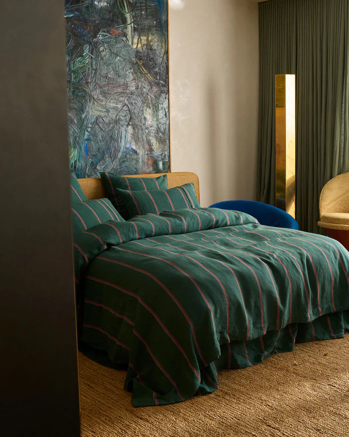 Kip & Co Wakame Crush Stripe Linen Flat Sheet | King