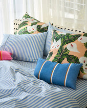 Kip & Co Lagoon Stripe Upholstery Rectangle Cushion | Blue