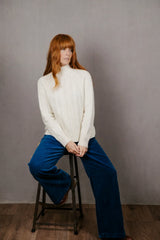 Bridge & Lord Cable Raglan Pullover | Ivory