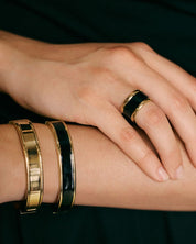 Edblad Frame Enamel Ring | Black Gold