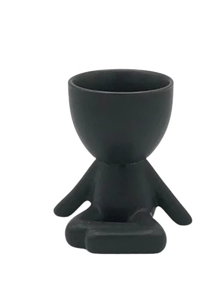 Ceramic Egghead Planter | Calm Black