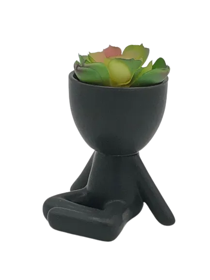 Ceramic Egghead Planter | Calm Black
