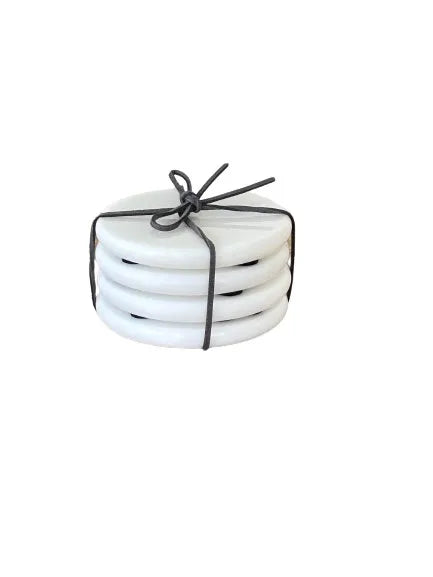 Round Marble Coasters Set of 4 | White