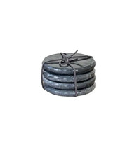 Round Marble Coasters Set of 4 | Dark Grey Black