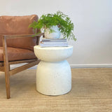 Capulet Pedestal Side Table Black Fleck White | Stone