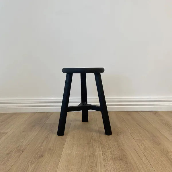 Capulet Small Round Reclaimed Teak Tripod Stool | Black