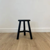 Capulet Small Round Reclaimed Teak Tripod Stool | Black