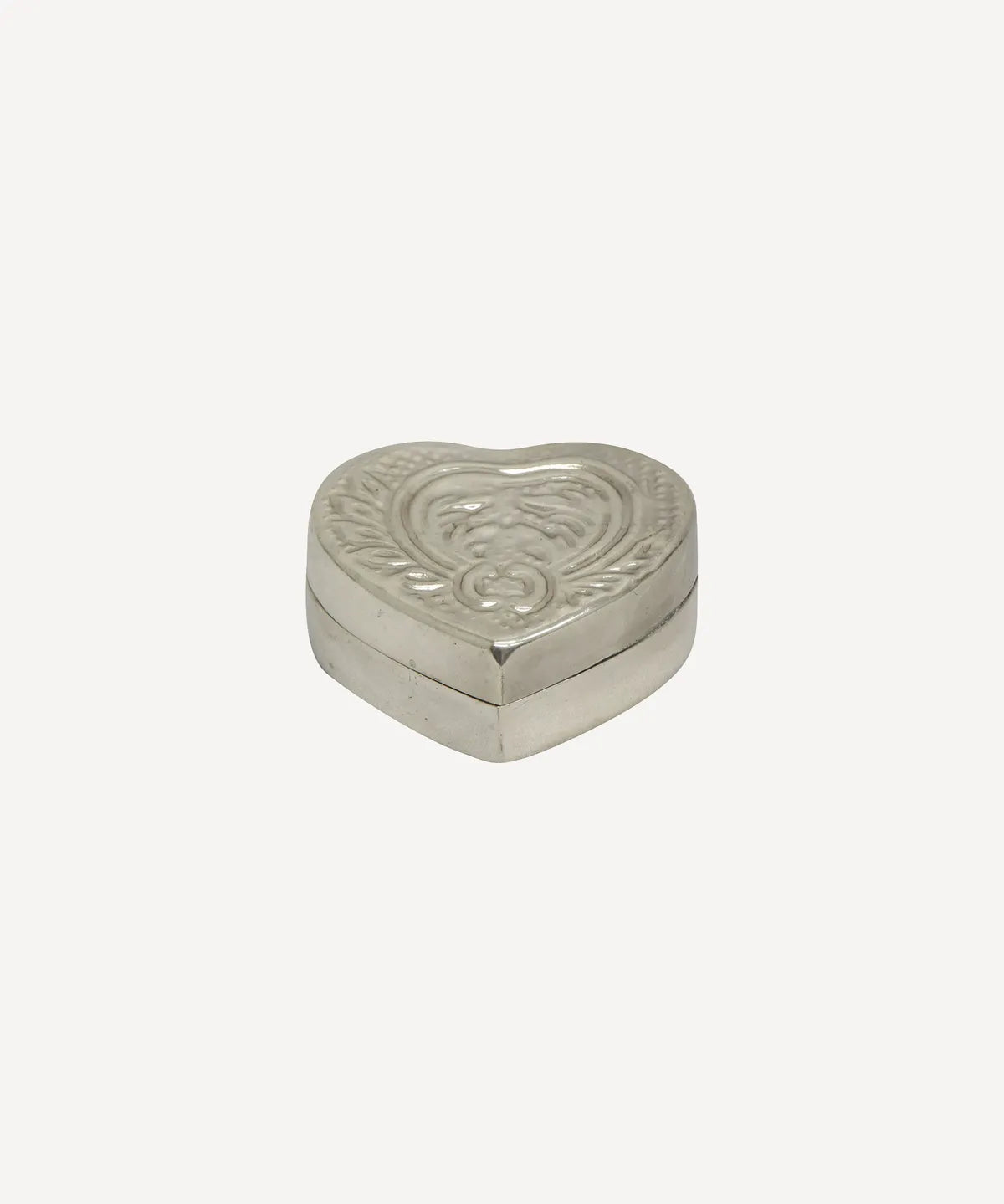 French Country Embossed Heart Box | Silver