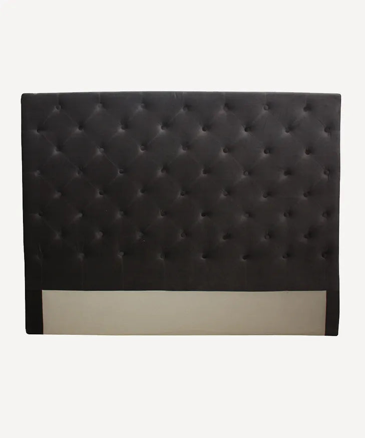 French Country Button Bed Head | Dark Grey Velvet King